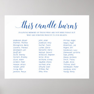 Blue This Candle Burns Class Reunion Memorial Poster