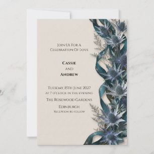 Blue Thistle Botanical Wedding Invitation