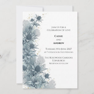 Blue Thistle Botanical Wedding Invitation