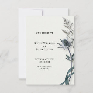 Blue Thistle Botanical Wedding Save the Date