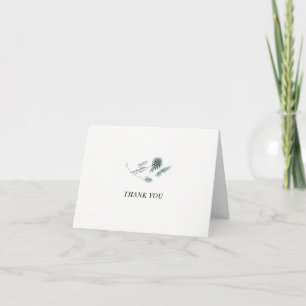 Blue Thistle Floral Thank You Note Card - folded