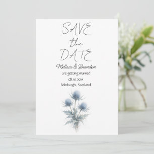 Blue Thistle Scottish Floral Elegant Wedding Invitation