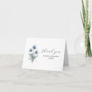Blue Thistle Scottish Floral Wedding Thank you Card