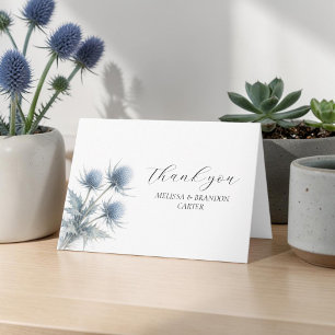 Blue Thistle Scottish Floral Wedding Thank you Card