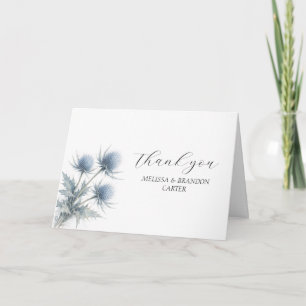 Blue Thistle Scottish Floral Wedding Thank you  Card