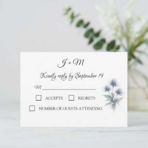 Blue Thistle Scottish Simple Wedding RSVP Card