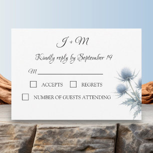 Blue Thistle Scottish Simple Wedding RSVP Card