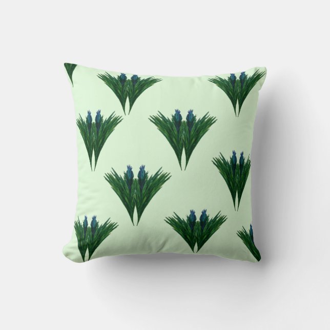 Blue Thistle Throw Pillow (Front)