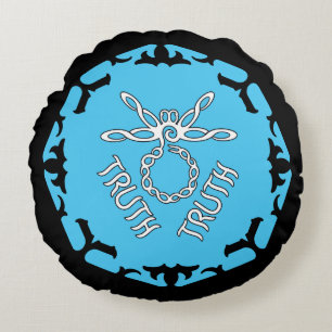 Blue Throat Chakra "Truth" Dragonfly Round Cushion
