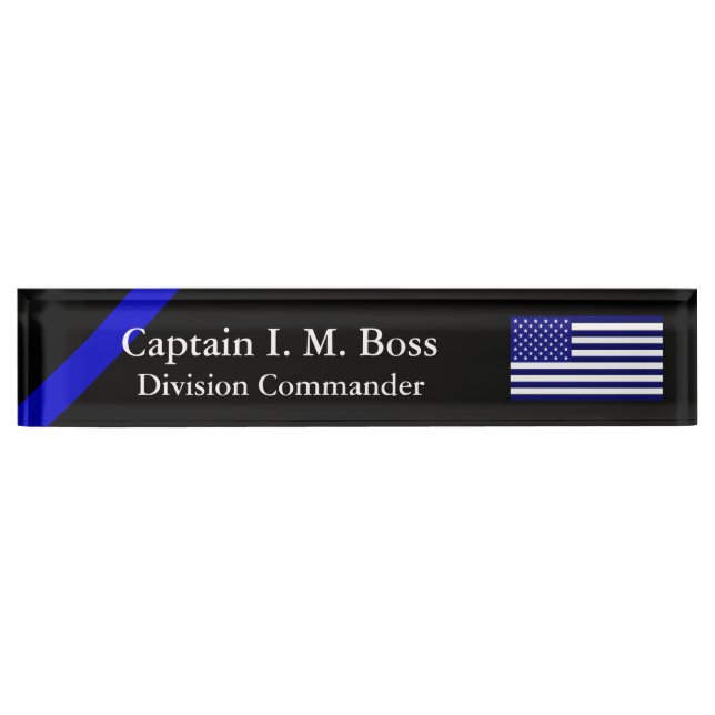 Blue Through and Through - Thin Blue Line Flag Nameplate (Front)