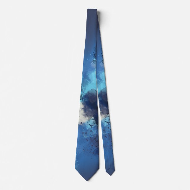 Blue Thunder - Blue White Monochrome Abstract Tie (Front)