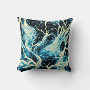 Blue Thunderstorm Lightning Pattern Cushion