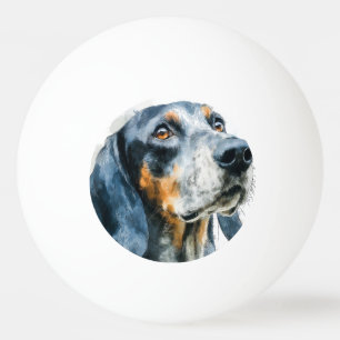 Blue tick coon hound portrait ping pong ball