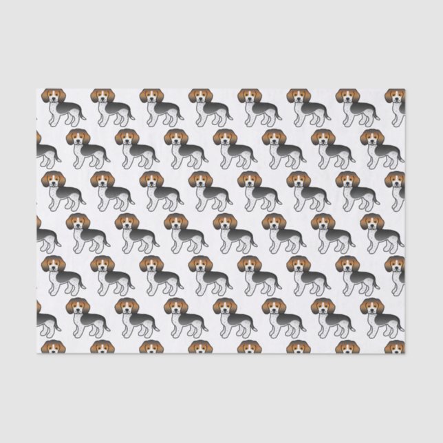Blue Ticked Beagle Cute Cartoon Dog Pattern Tissue Paper (Front)