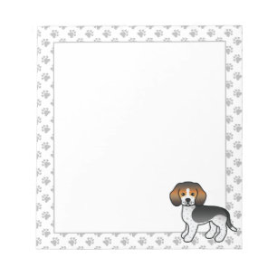 Blue Ticked Beagle Cute Cartoon Dog & Paws Notepad