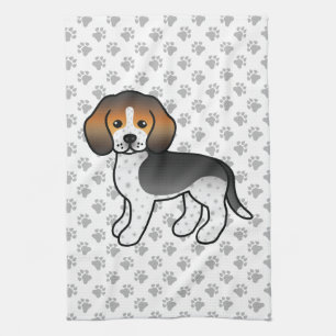 Blue Ticked Beagle Cute Cartoon Dog Tea Towel