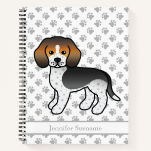 Blue Ticked Beagle Cute Cartoon Dog & Text Notebook