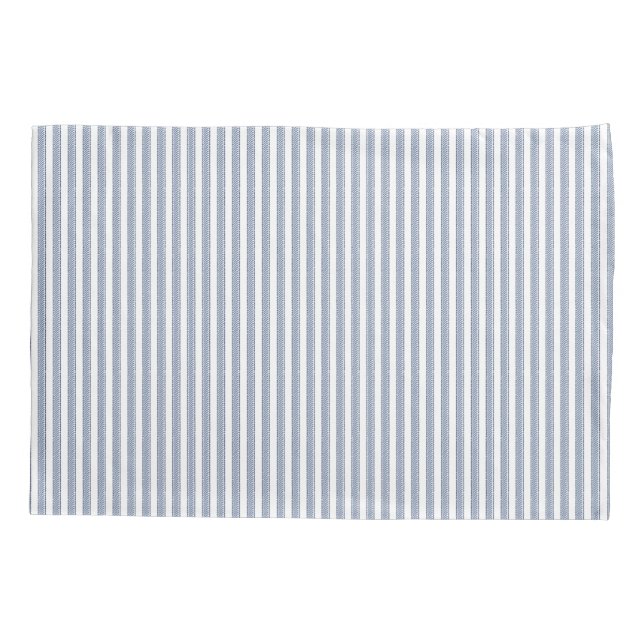 Blue Ticking Stripe Pillow Case - Vintage Look (Back)