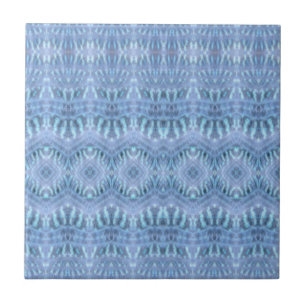 Blue Tie Dye 70's Style Pattern Tile