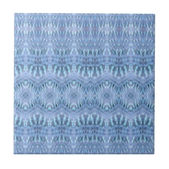 Blue Tie Dye 70's Style Pattern Tile (Front)