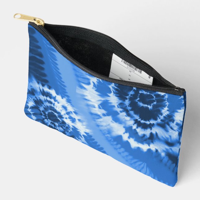 Blue Tie Dye Accessory Pouch (Open)