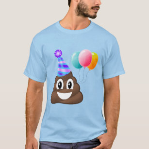 Blue Tie-Dye Birthday Party Emoji Poop T-Shirt