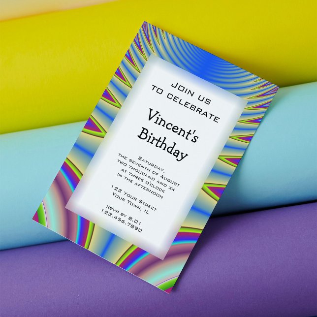 Blue Tie Dye Birthday Party Invitation (Creator Uploaded)