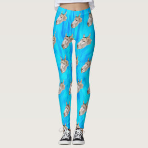 Blue Tie Dye Donkey Design, Leggings