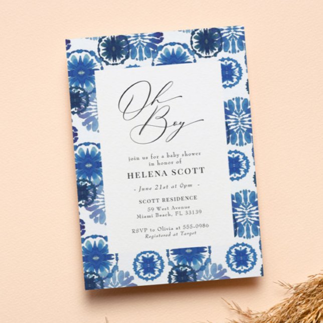 Blue Tie Dye Festival Baby Shower Invitation (Creator Uploaded)