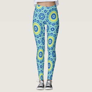 Blue Tie Dye Mandala Pattern - Leggings