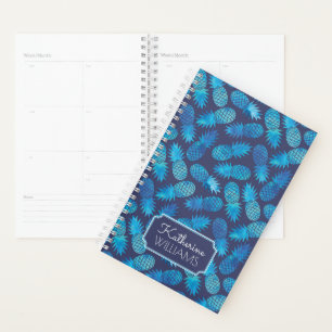 Blue Tie Dye Pineapples Add Your Name Planner