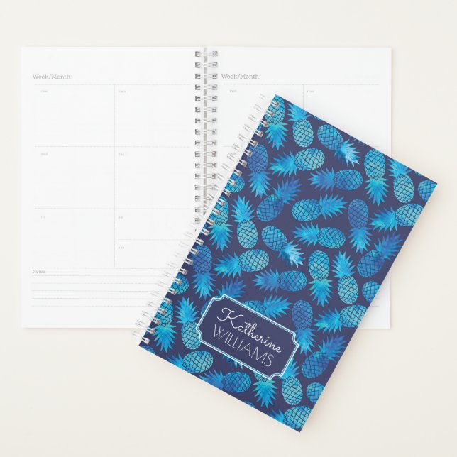 Blue Tie Dye Pineapples | Add Your Name Planner (Display)