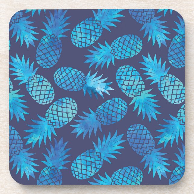 Blue Tie Dye Pineapples Coaster (Front)
