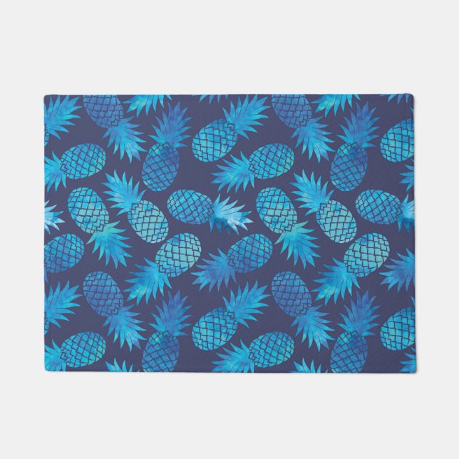 Blue Tie Dye Pineapples Doormat (Front)