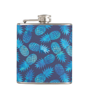 Blue Tie Dye Pineapples Hip Flask