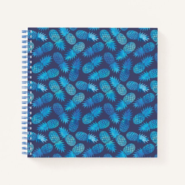 Blue Tie Dye Pineapples Notebook (Front)
