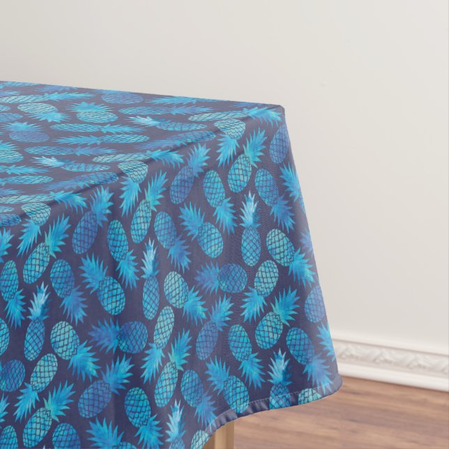 Blue Tie Dye Pineapples Tablecloth (In Situ)