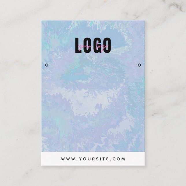 Blue Tie Dye Watercolor Earrings Jewellery Display Business Card (Front)