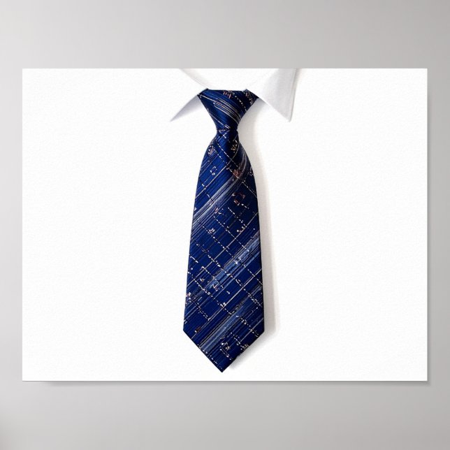 blue tie on white background poster (Front)