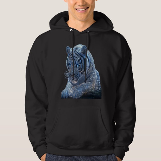 blue tiger animal hoodie (Front)