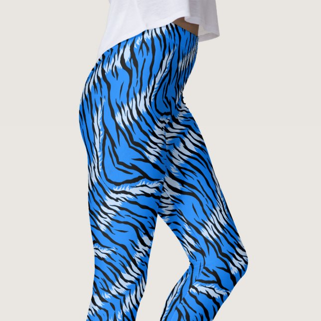 Blue Tiger Animal Skin Pattern Design  Leggings (Creator Uploaded)