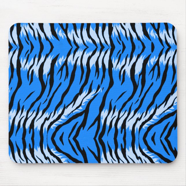 Blue Tiger Animal Skin Pattern Design  Mouse Pad (Front)