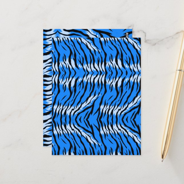 Blue Tiger Animal Skin Pattern Design  Postcard (Front/Back In Situ)