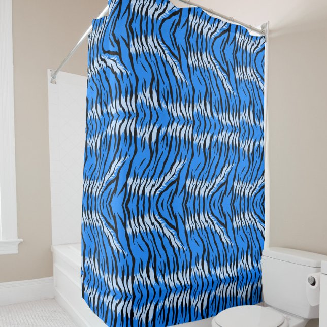 Blue Tiger Animal Skin Pattern Design  Shower Curtain (Creator Uploaded)