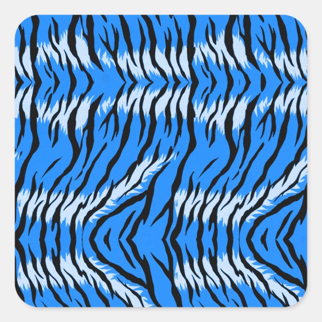 Blue Tiger Animal Skin Pattern Design  Square Sticker (Front)