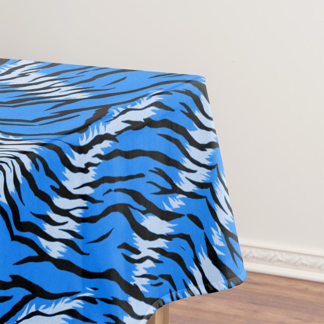 Blue Tiger Animal Skin Pattern Design  Tablecloth (Creator Uploaded)