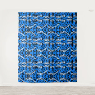 Blue Tiger Animal Skin Pattern Design Tapestry