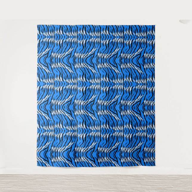 Blue Tiger Animal Skin Pattern Design  Tapestry (Front)