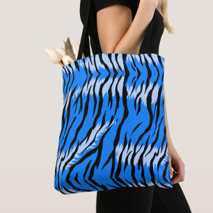 Blue Tiger Animal Skin Pattern Design Tote Bag