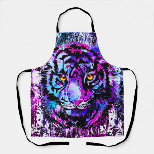 Blue Tiger Apron - Tiger Drawing